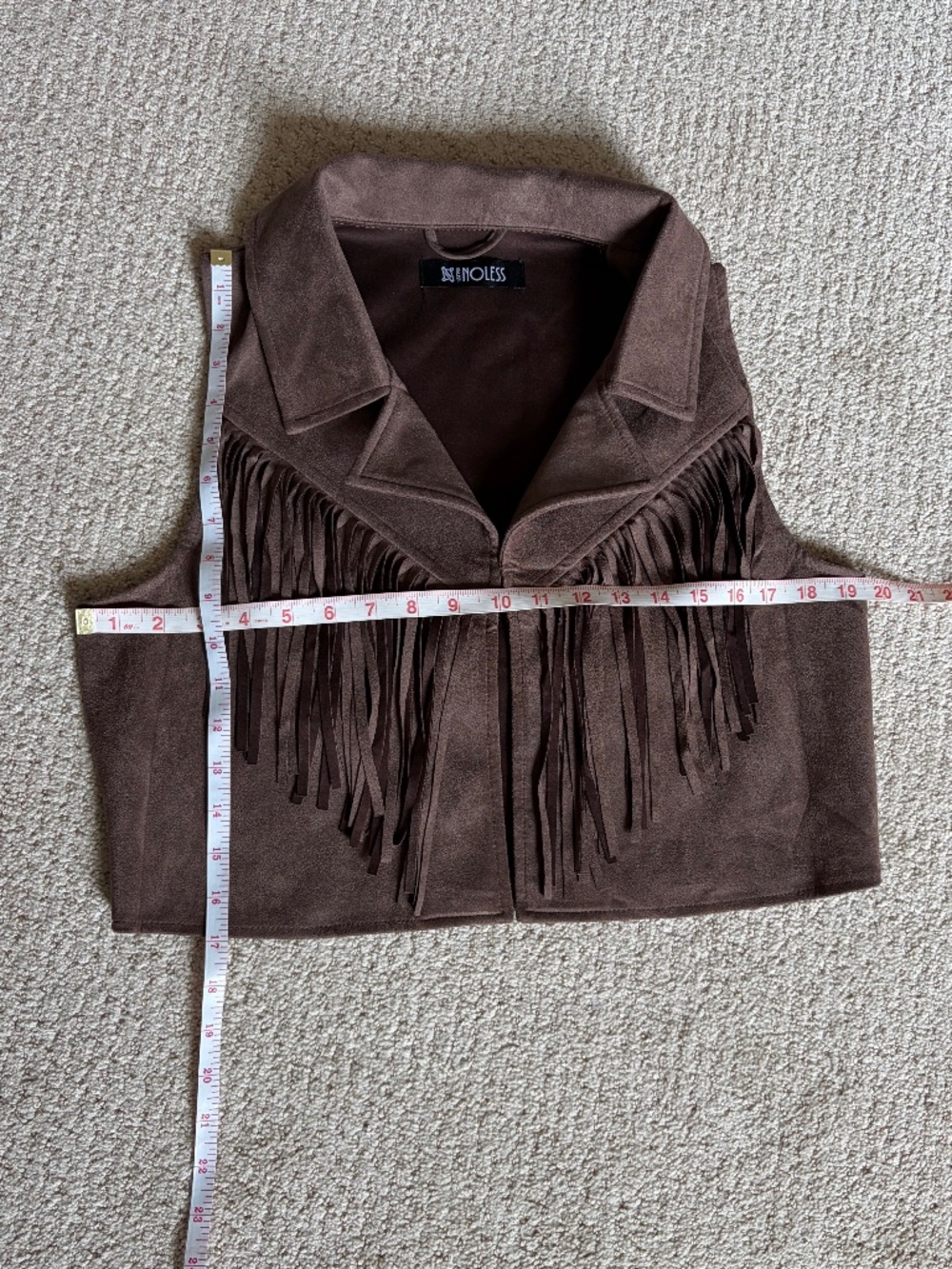 Shein Relish Noless suede fringe vest Small Brown - Picture 6 of 9